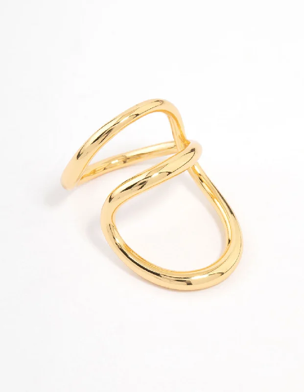 Simple Promise Rings-Gold Plated Elongated Wrap Ring