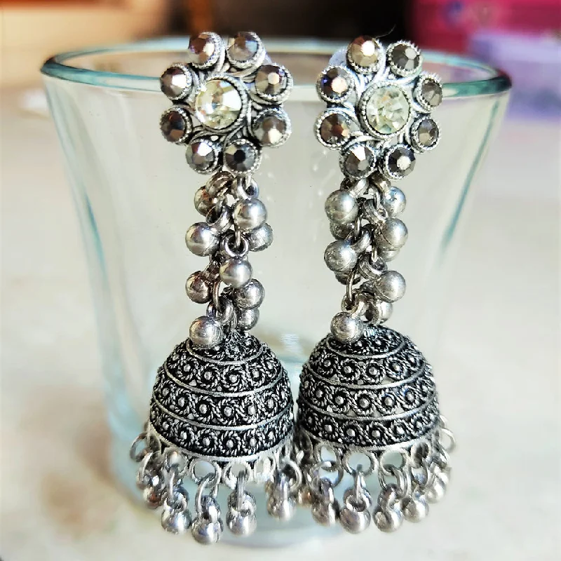 Luxury Hoop Earrings-H K Fashion Oxidised Plated Jhumki Earings