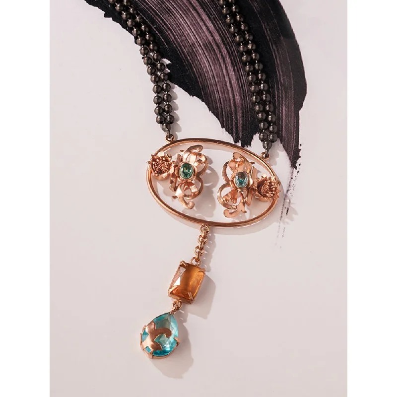 Colorful Stone Necklaces-Suhani Pittie Saints And Cider Citrine And Blue Crystal Necklace