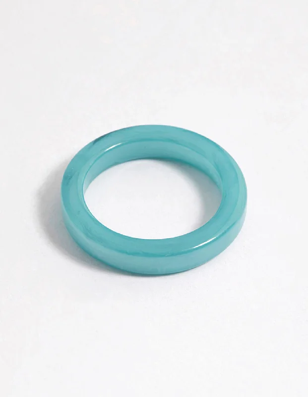 Unique Promise Rings-Blue Matte Band Ring