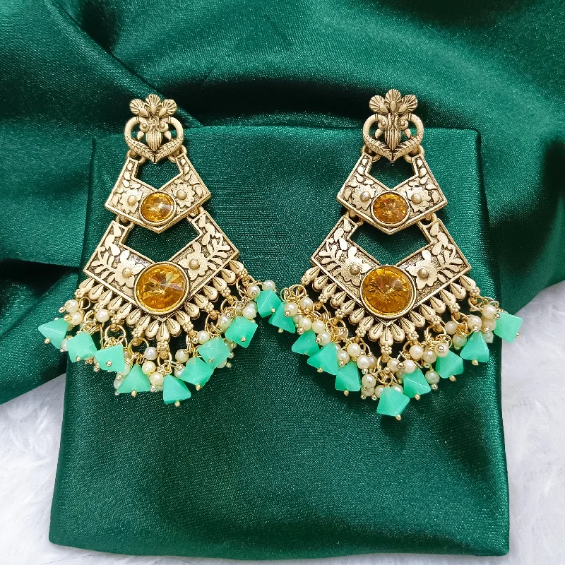 Personalized Jewelry Earrings-Darshana Jewels Crystal Stone Gold Plated Dangler Earrings