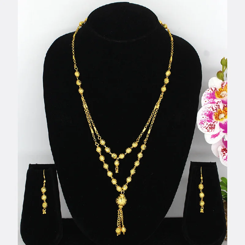 Trendy Charm Necklaces-Mahavir Dye Gold Necklace Set