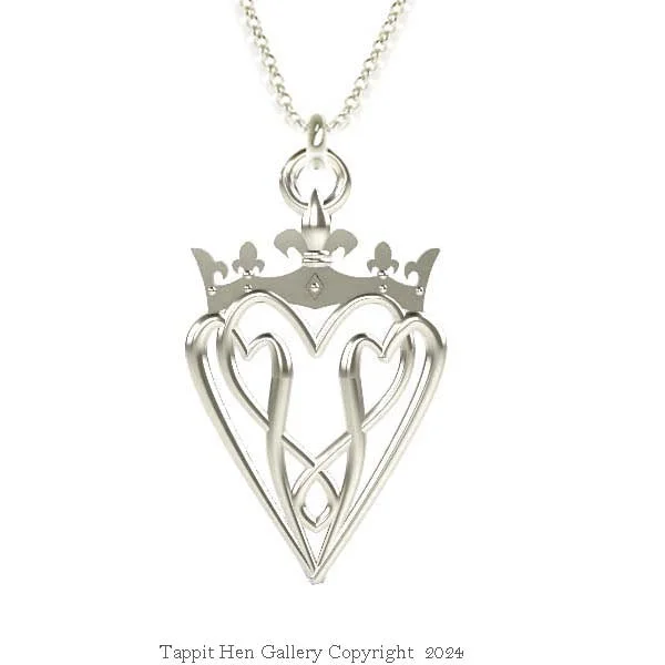 Bold Statement Necklaces-EDINBURGH TRIPPLE HEART LUCKENBOOTH NECKLACE IN SILVER