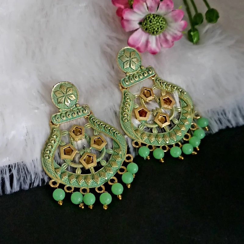 Large Drop Earrings-Amina Creation Gold Plated Meenakari Dangler Earrings Assorted Color