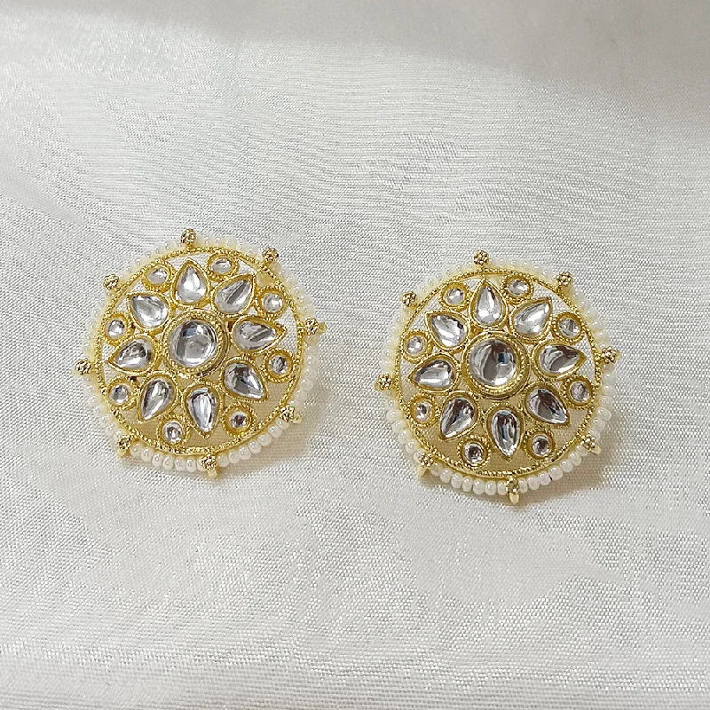 Layered Gold Earrings-Darshana Jewels Gold Plated Stud Earrings