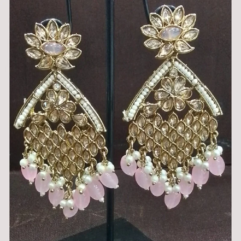 Colorful Resin Earrings-Rudraksh Art Antique Gold Plated Crystal Stone And Beads Dangler Earrings (Mix Color)