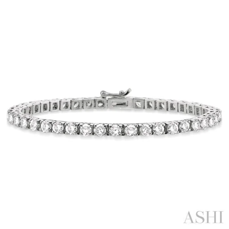 Classic Tennis Bracelets-9 Ctw Square Shape Round Cut Diamond Tennis Bracelet in 14K White gold