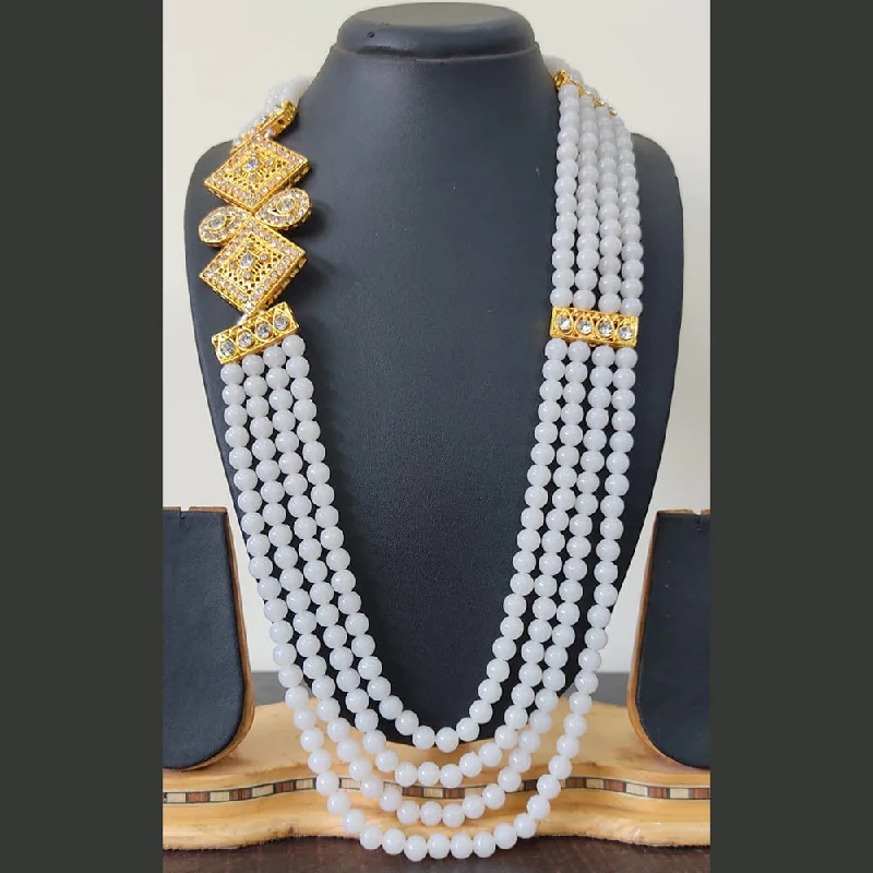 Customizable Necklaces for Bridesmaids-Ravechi Art Gold Plated Pearls Long Necklace