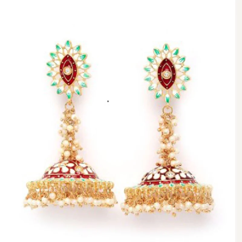 Oval Gemstone Earrings-House Of Ree Stylish Partywear Maroon Meenakari Earrings for Womens | Women | Girls ER103