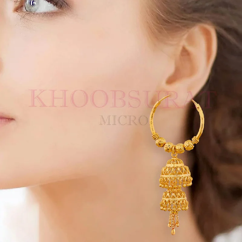 Geometric Gold Earrings-Dariyalal Sales Gold Plated Jhumki