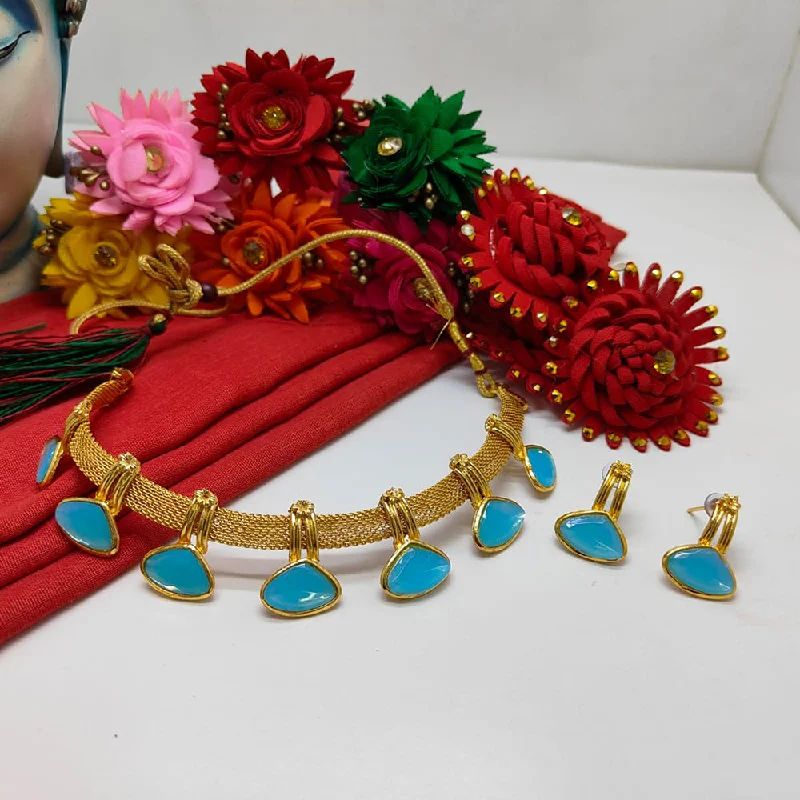 Unique Crystal Necklaces-Palak Art Gold Plated Kundan Stone Necklace Set