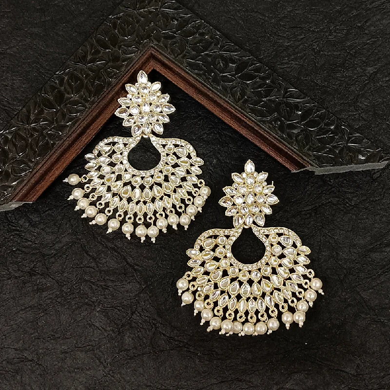 Unique Dangle Earrings-Darshana Jewels Gold Plated Kundan Stone Dangler Earrings