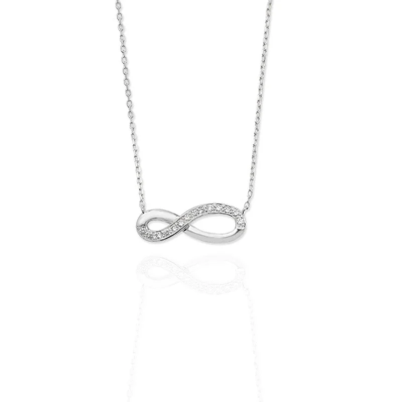 Elegant Wedding Pendant Necklaces-Sterling Silver Infinity Necklace with pave set CZs