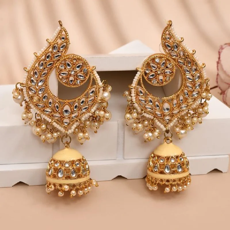 Cute Heart Earrings-House Of Ree Peacock Beige Jhumki Drop Earrings for Womens | Women | Girls ER153