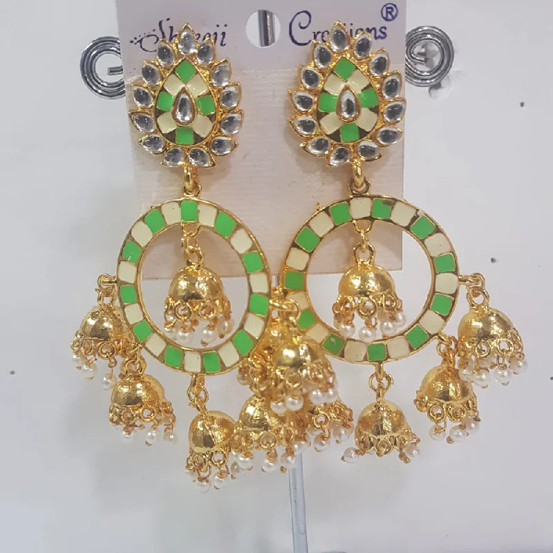 Large Drop Earrings-Shreeji Gold Plated Meenakari Dangler Earrings