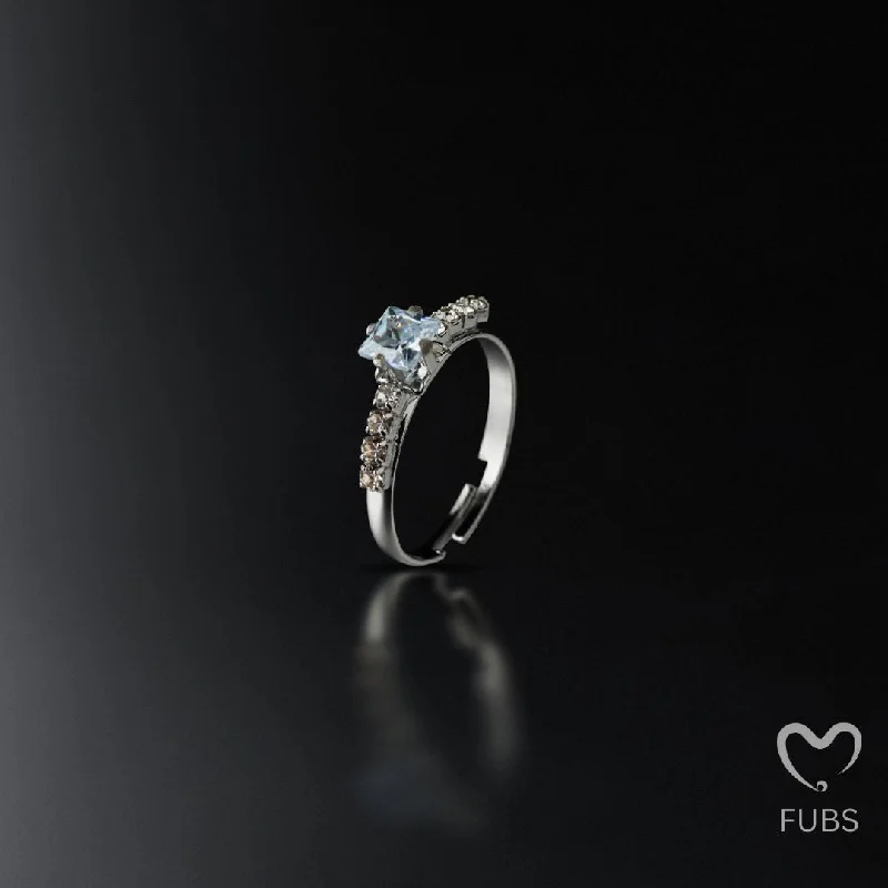 Custom Oval Diamond Rings-American Diamond Studded Adjustable Ring