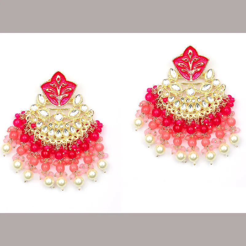 Funky Silver Earrings-Darshana Jewels Gold Plated Kundan Dangler Earrings