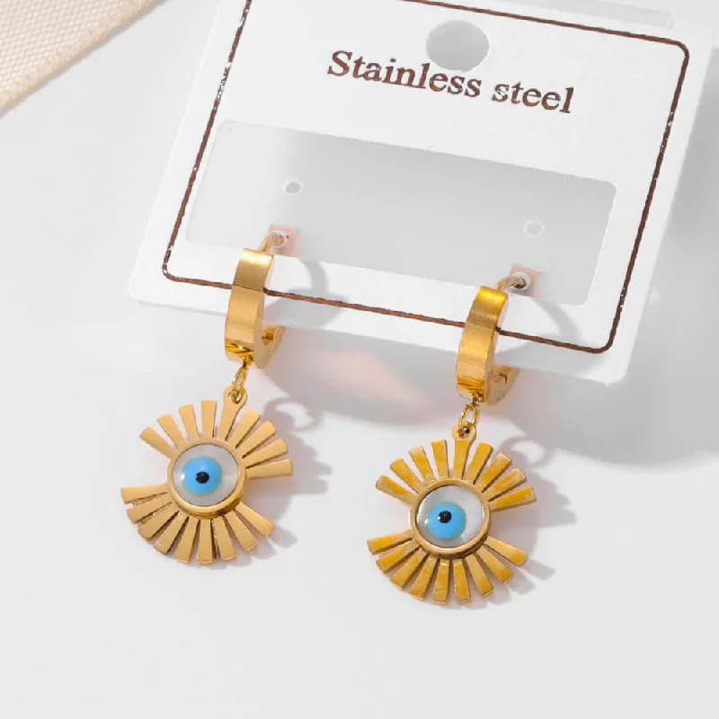 Eco-Friendly Earrings-Tarohi Jewels Gold Plated Evil Eye Fancy Dangler Earrings