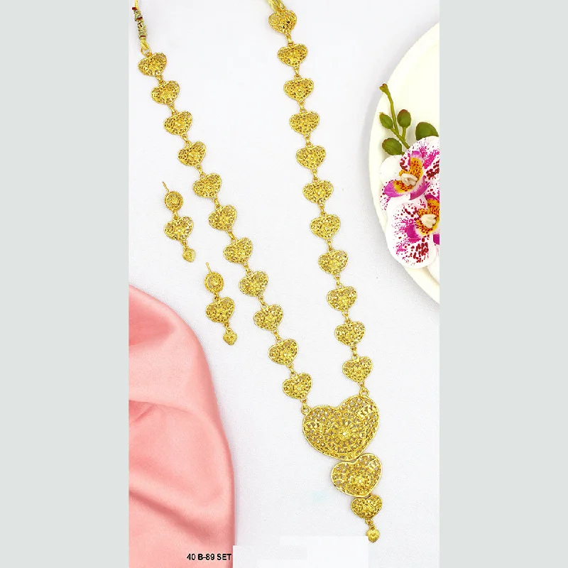 Wedding Necklaces for Brides-Mahavir Forming Gold Plated Long Necklace Set