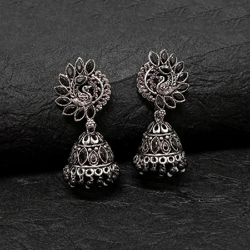 Silver Ear Cuffs-Darshana Jewels Oxidised Plated Jhumki Earrings