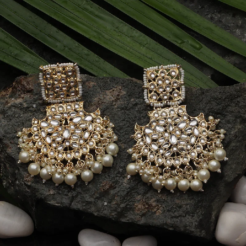 Artisanal Earrings for Sale-Darshana Jewels Gold Plated Kundan Dangler Earrings