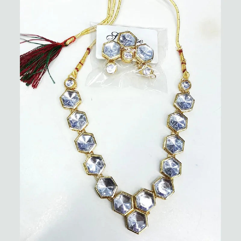 Silver Pendant Necklaces-Manisha Jewellery Gold Plated Crystal Stone Necklace Set