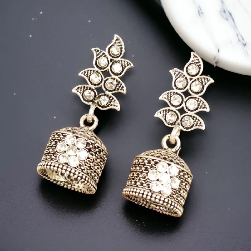 Vintage Boho Earrings-Maharani Jewels Austrian Stone Jhumki Earrings