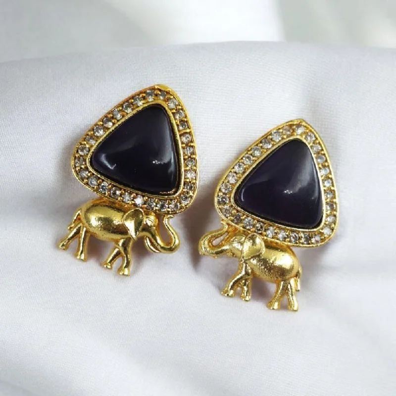 Cheap Fashion Earrings-Maharani Jewels Gold Plated Austrian Stone Elephant Shape Dangler Earrings