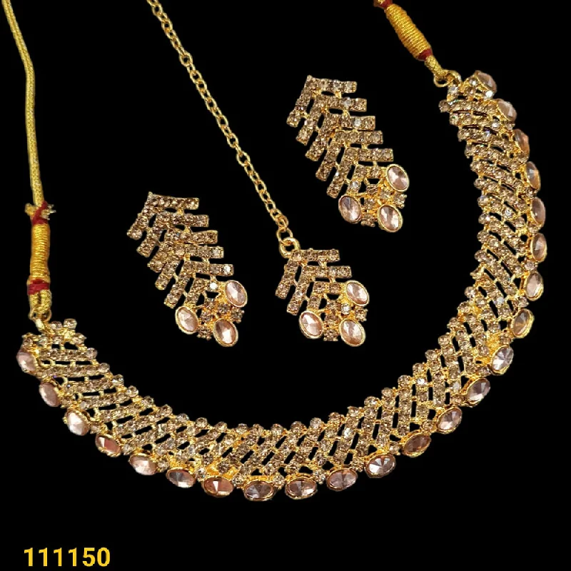 Zodiac Sign Necklaces-Padmawati Bangles Gold Plated Austrian Stone Necklace Set