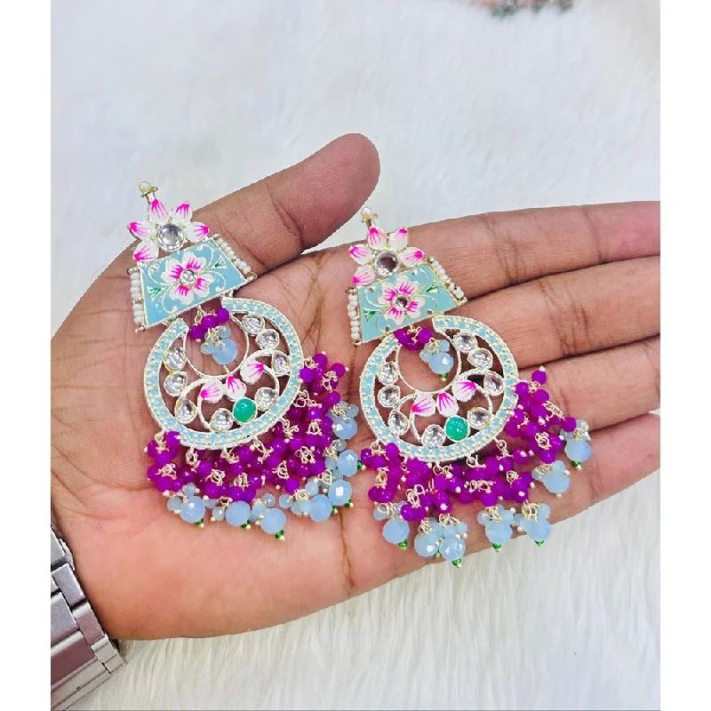 Gold Wire Earrings-Akruti Collection Gold Plated Meenakari And Beads Dangler Earrings