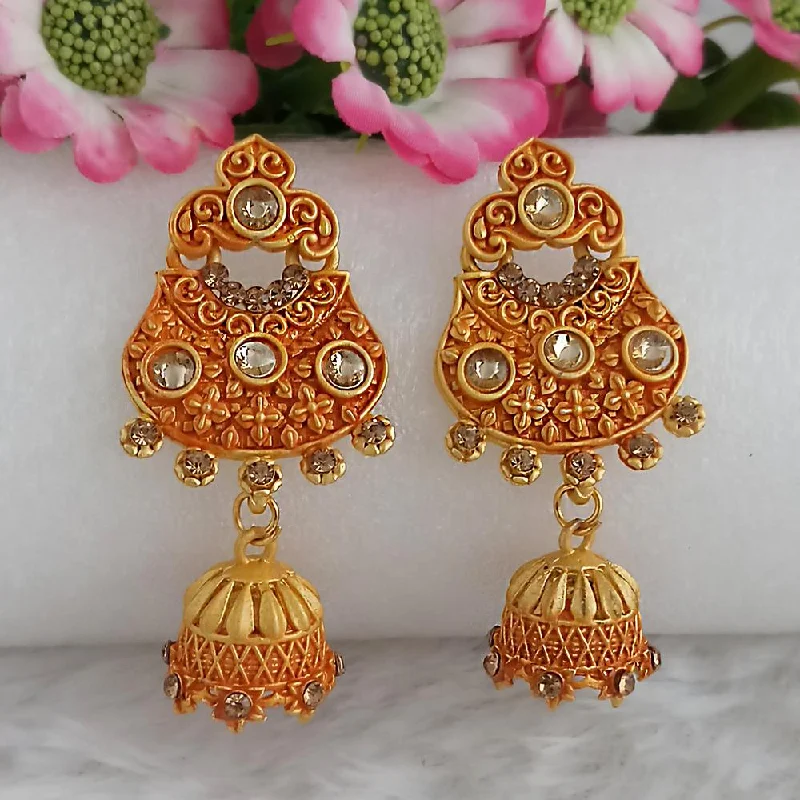 Colorful Beaded Earrings-Woma Gold Plated Orange Dangler Meenakari Earrings - 1318064F