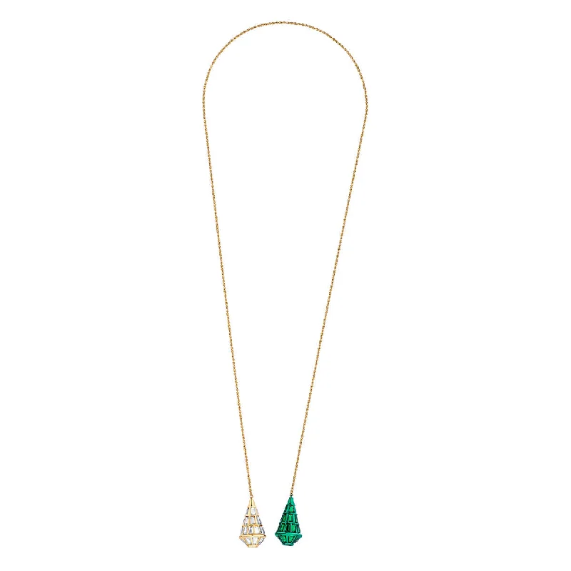 Rose Gold Necklaces for Women-Sultana Green Mirror Necklace