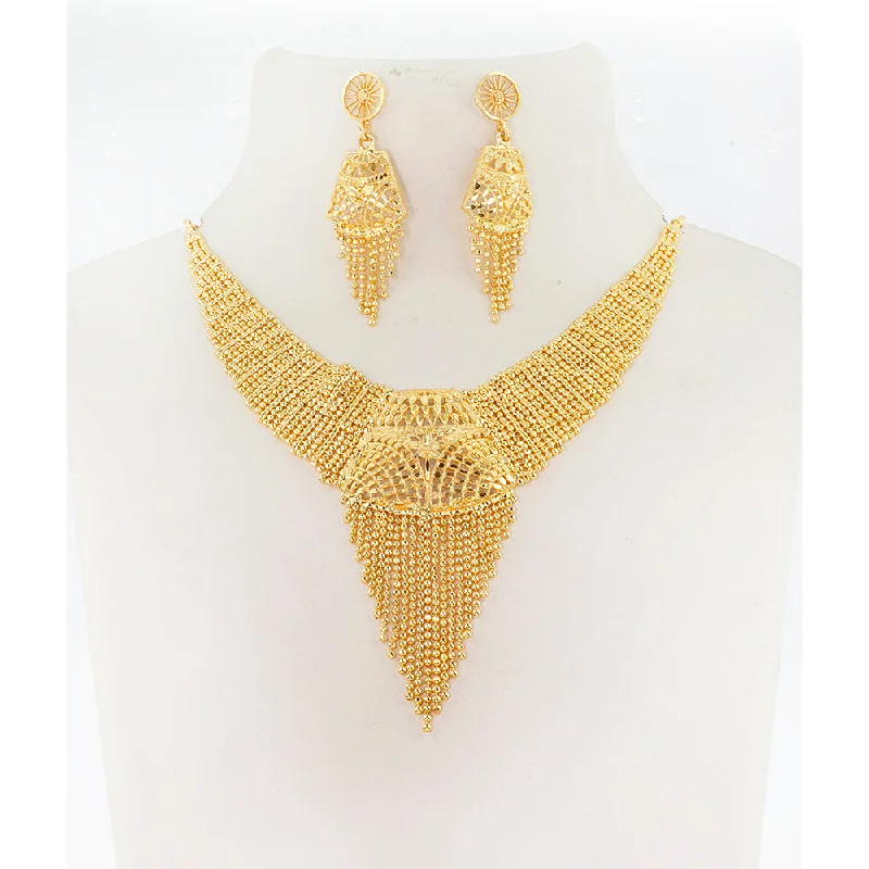 Colorful Beaded Pendant Necklaces-Mahavir Gold Plated Necklace Set