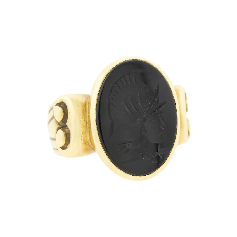 Princess Cut Engagement Rings-Estate VAHE NALTCHAYAN 18k Carved Onyx Intaglio Ring