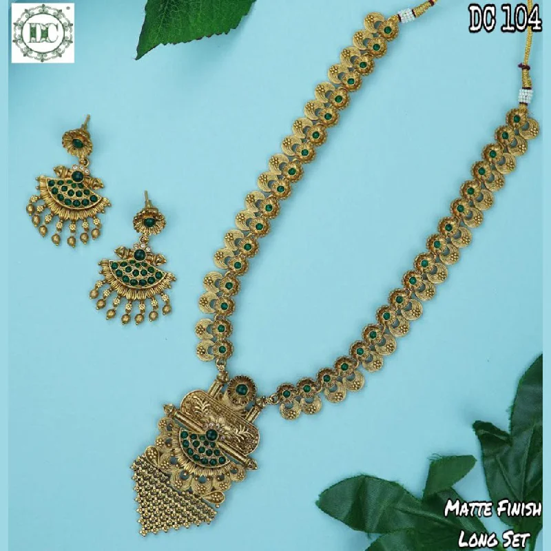 Double Layer Necklaces-Diksha Collection Gold Plated Pota Stone Long Necklace Set