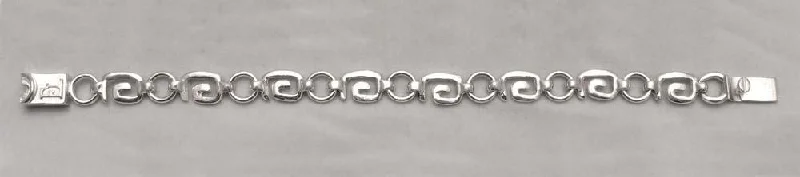 Gemstone Wrap Bracelets-Greek Key Meander Bracelet in Sterling Silver (B-56)