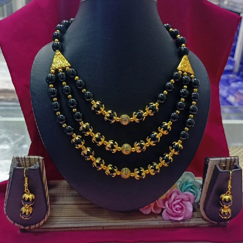 Colorful Crystal Necklaces-Pooja Bangles Gold Plated Necklace Set