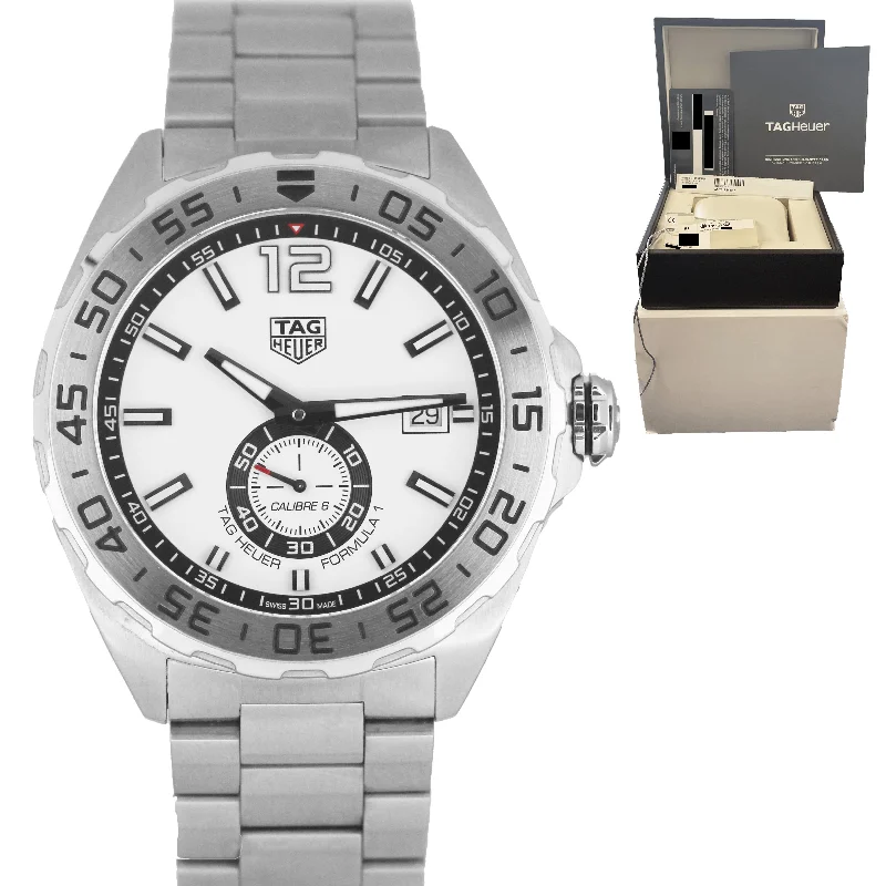 Stylish Smart Watches for Women-Tag Heuer Formula 1 Stainless 43mm White Automatic WAZ2013.BA0842 Watch B&P