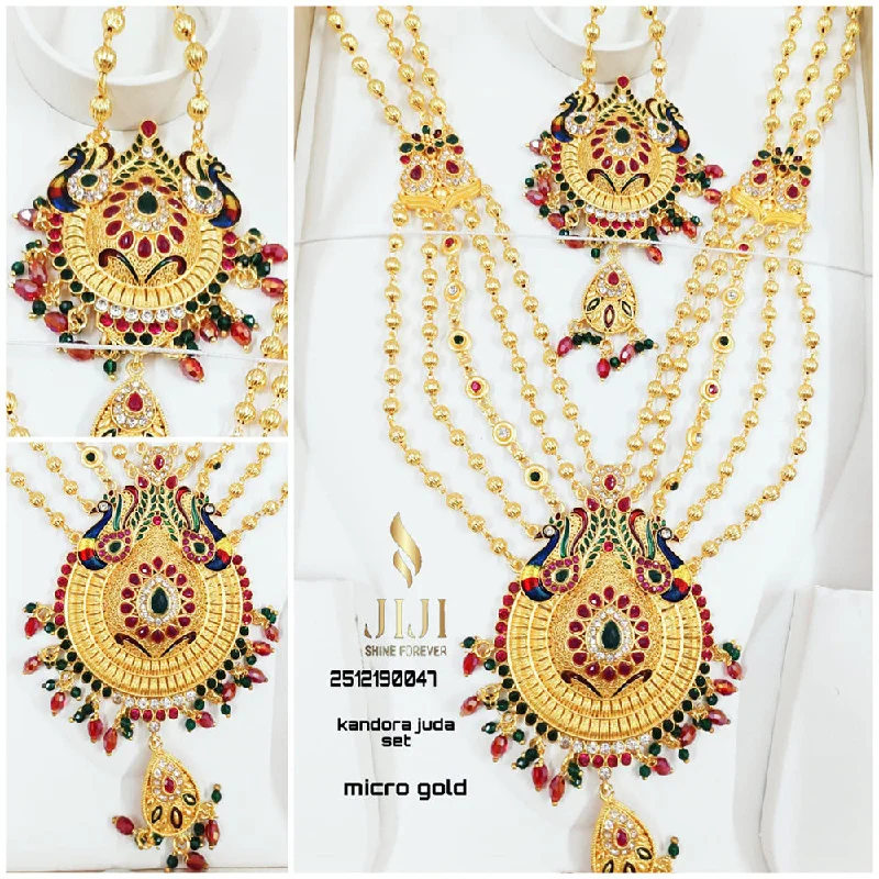 Pearls and Diamonds Necklaces-Jiji Jewellery Gold Plated Necklace Set