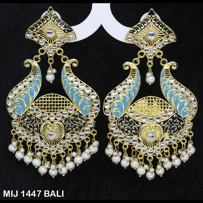 Large Drop Earrings-Mahavir Gold Plated Designer Dangler Earrings - MIJ 1447 BALI