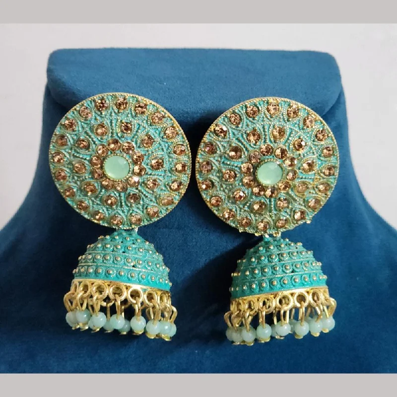 Trendy Rose Gold Earrings-H K Fashion Gold Plated Austrian Stone And Beads Jhumki Earrings