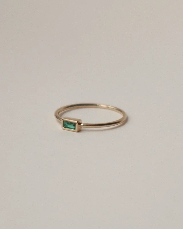 Modern Wedding Bands for Men-'Estée' 9K Emerald Ring