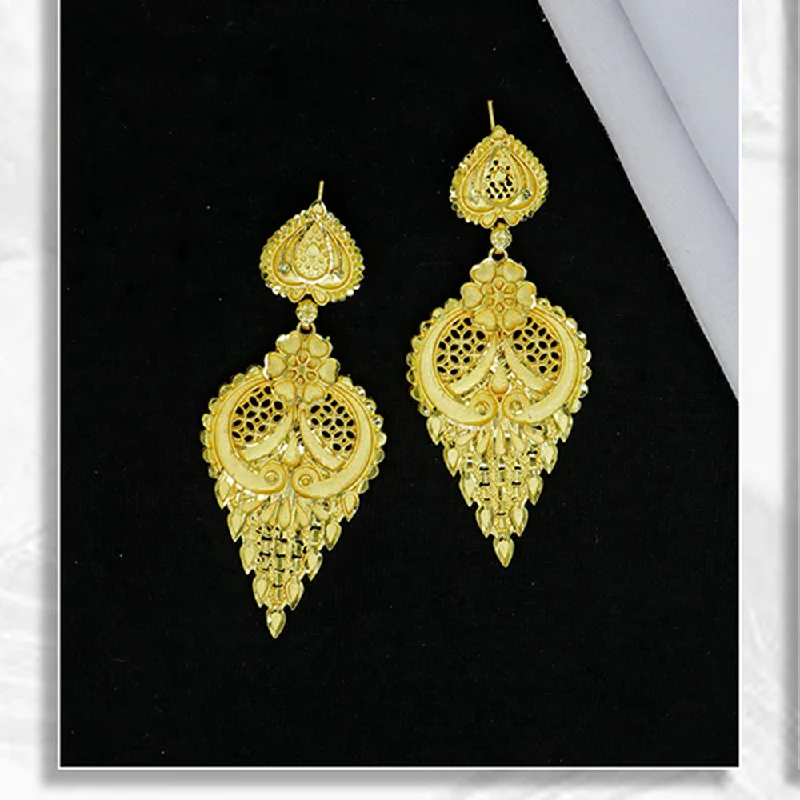 Floral Earrings for Women-Mahavir Gold Plated Dangler Earrings