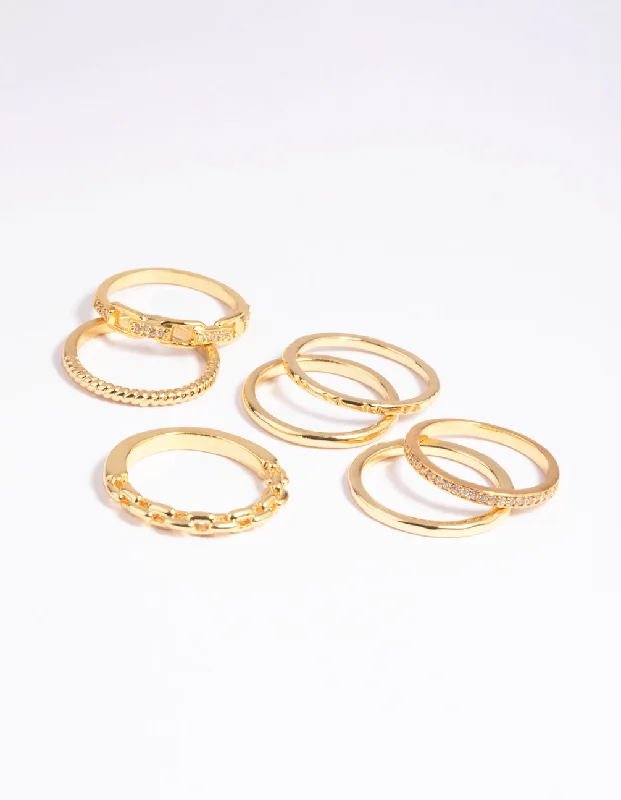 Personalized Name Rings-Gold Plated Stacking Rings with Diamantes