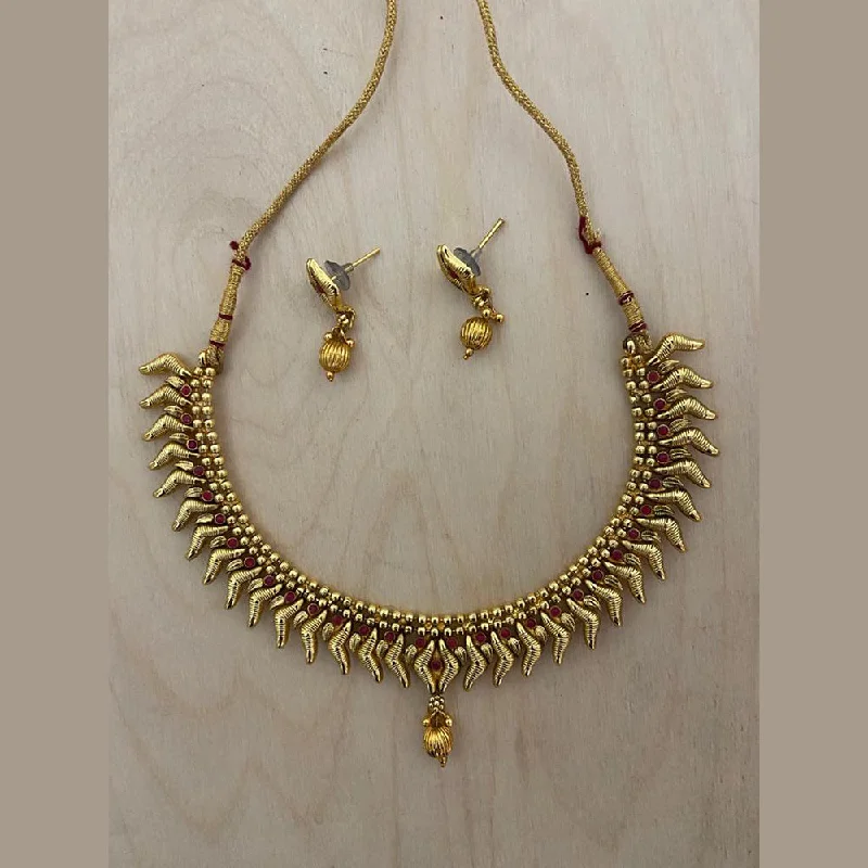 Heart-Shaped Crystal Necklaces-India Art Gold Plated Necklace Set