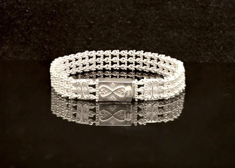 Fashionable Bead and Crystal Bracelets-Byzantine Bracelet in Sterling Silver with zircon (B-12)