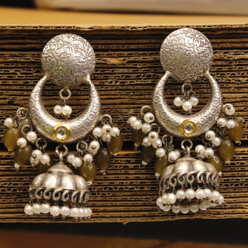 Designer Earrings Online-Akruti Collection Oxidised Plated Jhumki Earrings