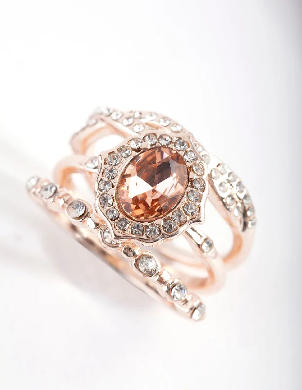 Simple Promise Rings-Rose Gold Engagement Ring Stack