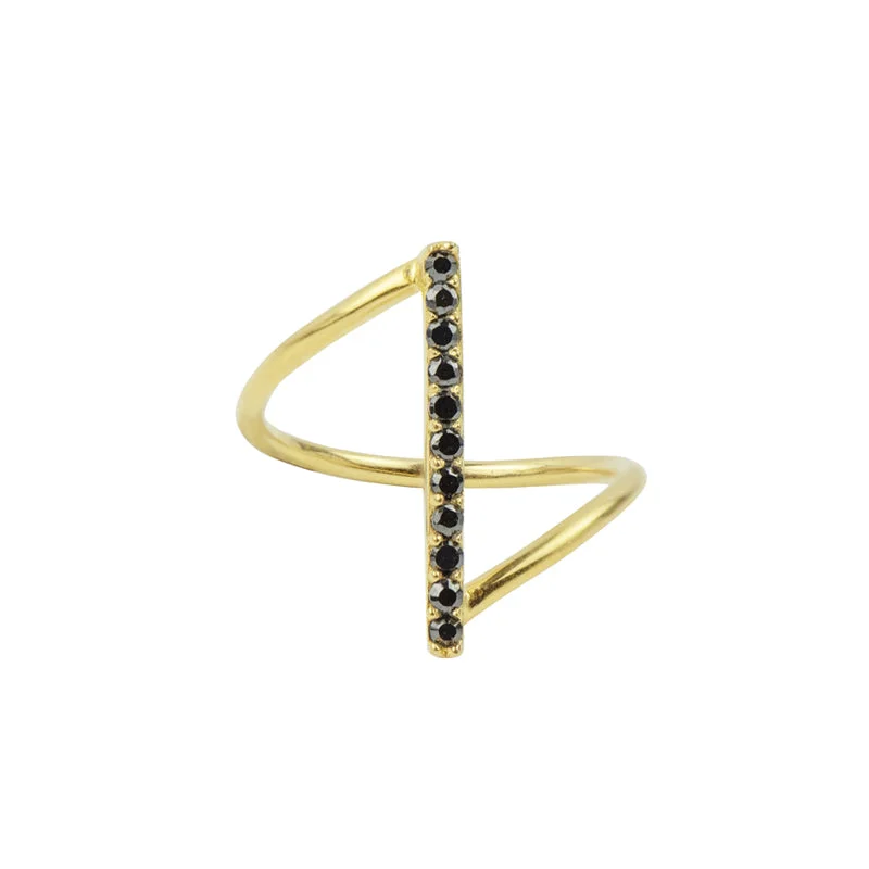 Matching Promise Rings-Fine Line Ring- Gold and Black Onyx