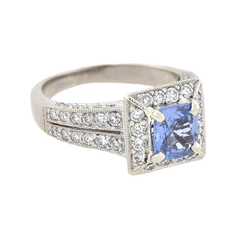 Large Statement Diamond Rings-Estate 14kt Diamond + Sapphire Ring 0.90ct center